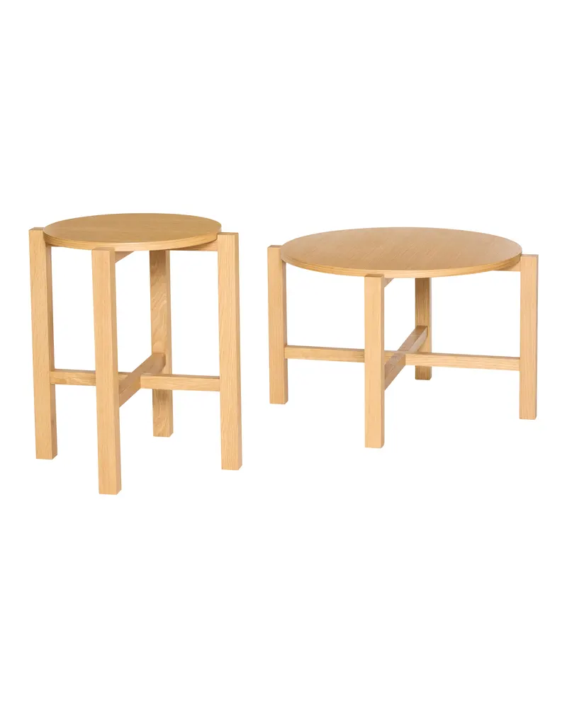 Hübsch Four Couchtisch in Naturfarben, Ø 68 × H 42 cm und Ø 48 × H 55 cm, Ansicht 2