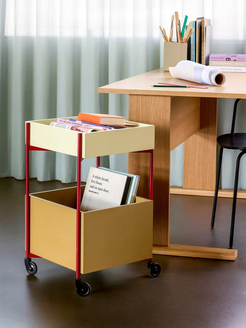 Hübsch Fresh Servierwagen in Bordeaux und Khaki, 42 × 40 × H 70 cm, Ansicht 6