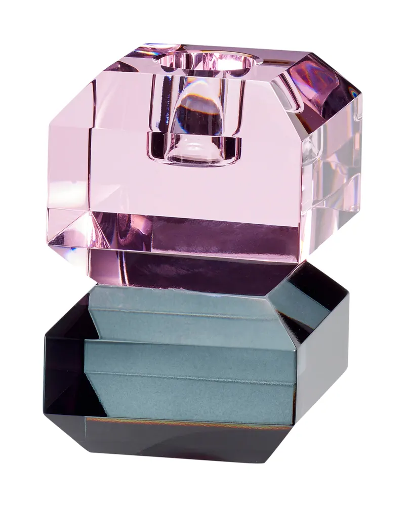 Gem Kerzenhalter aus Kristall, Rosa, Rauchfarben