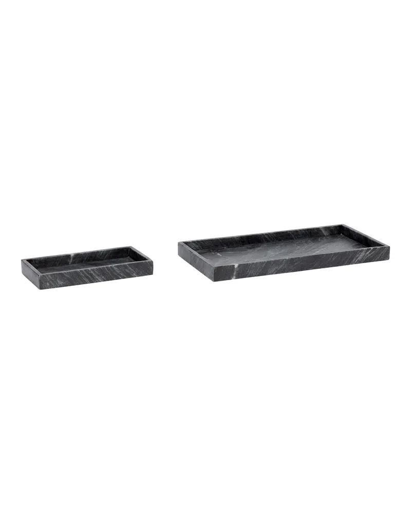 Hübsch Grand Tablettset in Schwarz, 30 × 15 × H 2 und 50 × 25 × H 4 cm, Ansicht 1