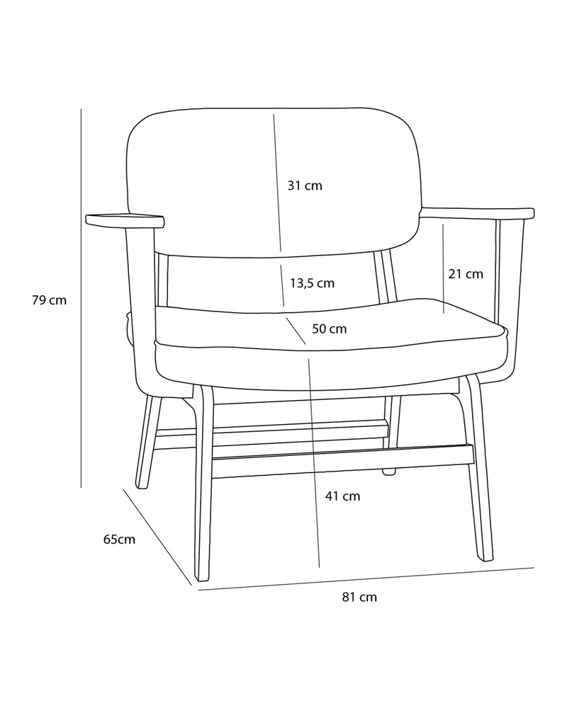Hübsch Haze Sessel in Grau und Naturfarben, 81 × 60 × H 79 cm, Ansicht 2
