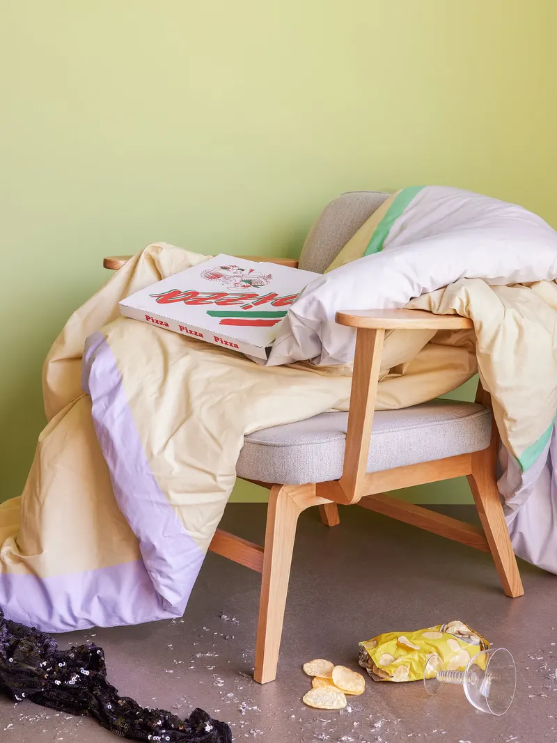 Hübsch Block Bettwäsche in Beige, Grün, Grau und Lila, 60 × 63 und 140 × 220 cm, Ansicht 4