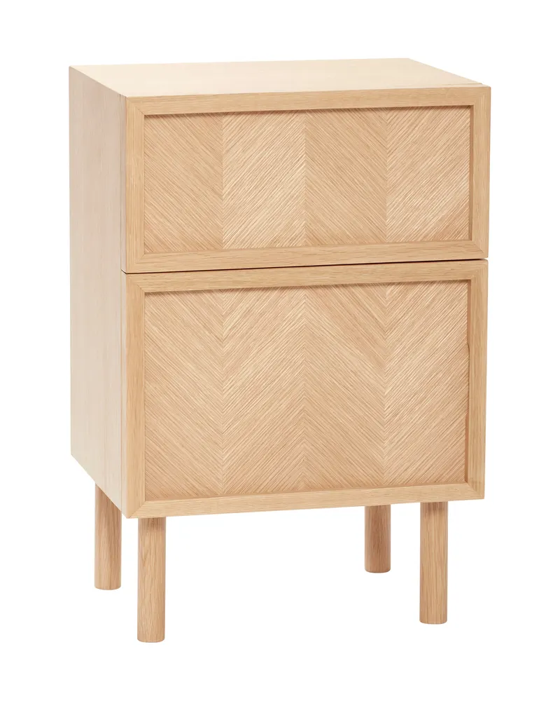 Herringbone Nachttisch mit Eichenfurnier in Naturfarben, FSC®-zertifiziert