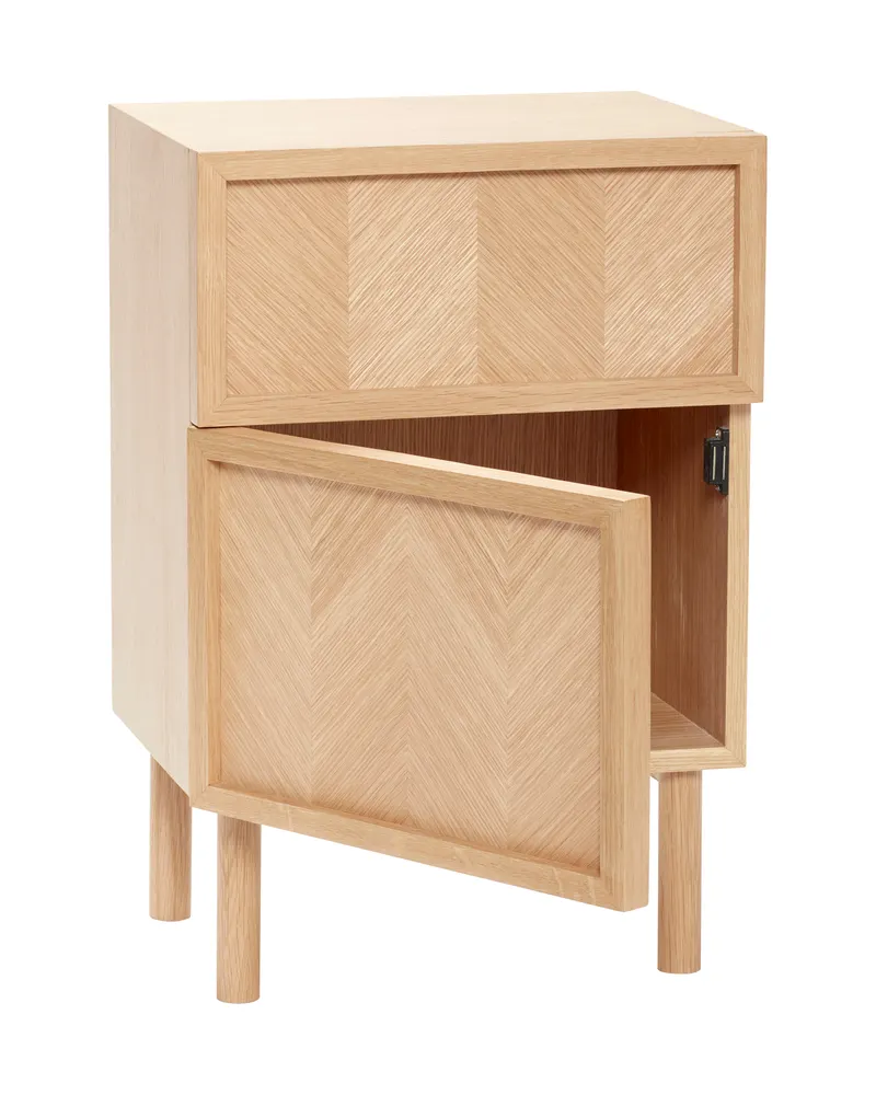 Hübsch Herringbone Nachttisch in Naturfarben, 40 × 30 × H 60 cm, Ansicht 2