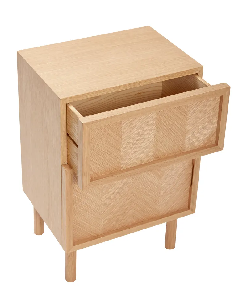 Hübsch Herringbone Nachttisch in Naturfarben, 40 × 30 × H 60 cm, Ansicht 3