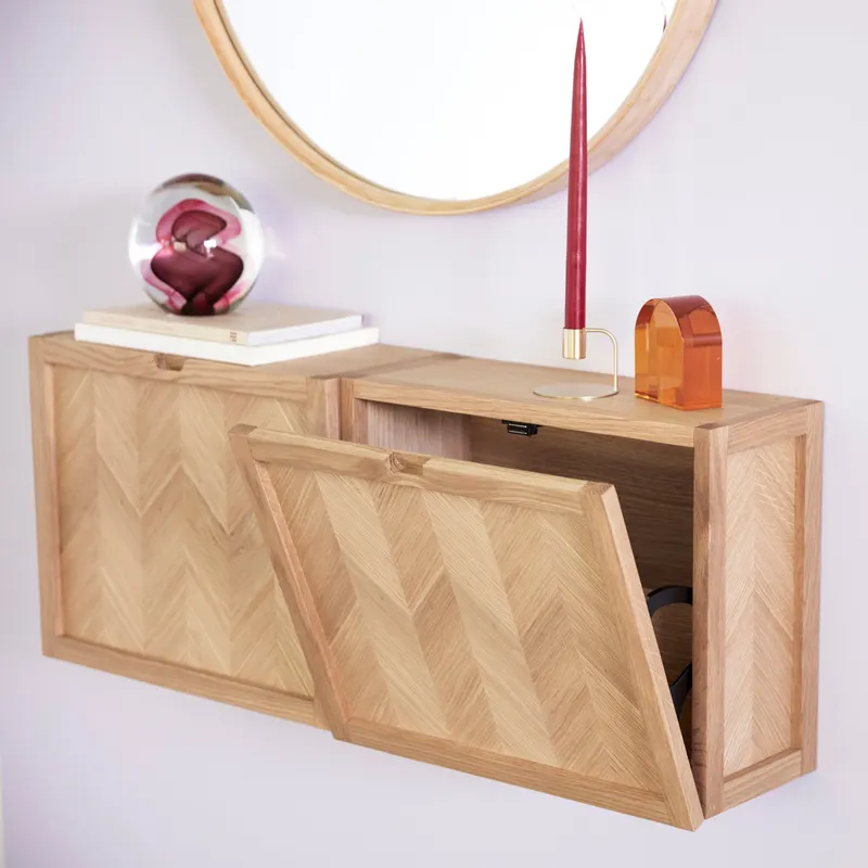 Hübsch Herringbone Schuhschrank in Naturfarben, 22 × 50 × H 40 cm, Ansicht 5