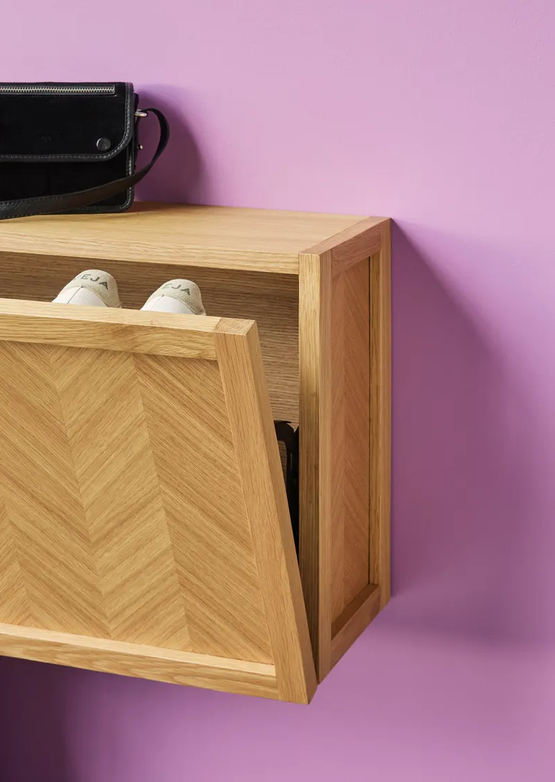 Hübsch Herringbone Schuhschrank in Naturfarben, 22 × 50 × H 40 cm, Ansicht 1