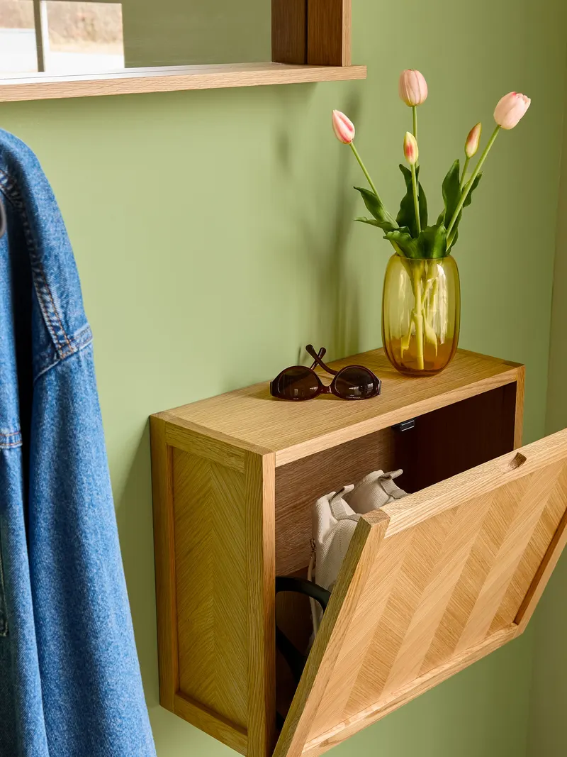 Hübsch Herringbone Schuhschrank in Naturfarben, 22 × 50 × H 40 cm, Ansicht 6