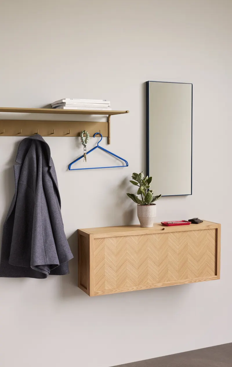 Hübsch Herringbone Schuhschrank in Naturfarben, 100 × 25 × H 40 cm, Ansicht 6