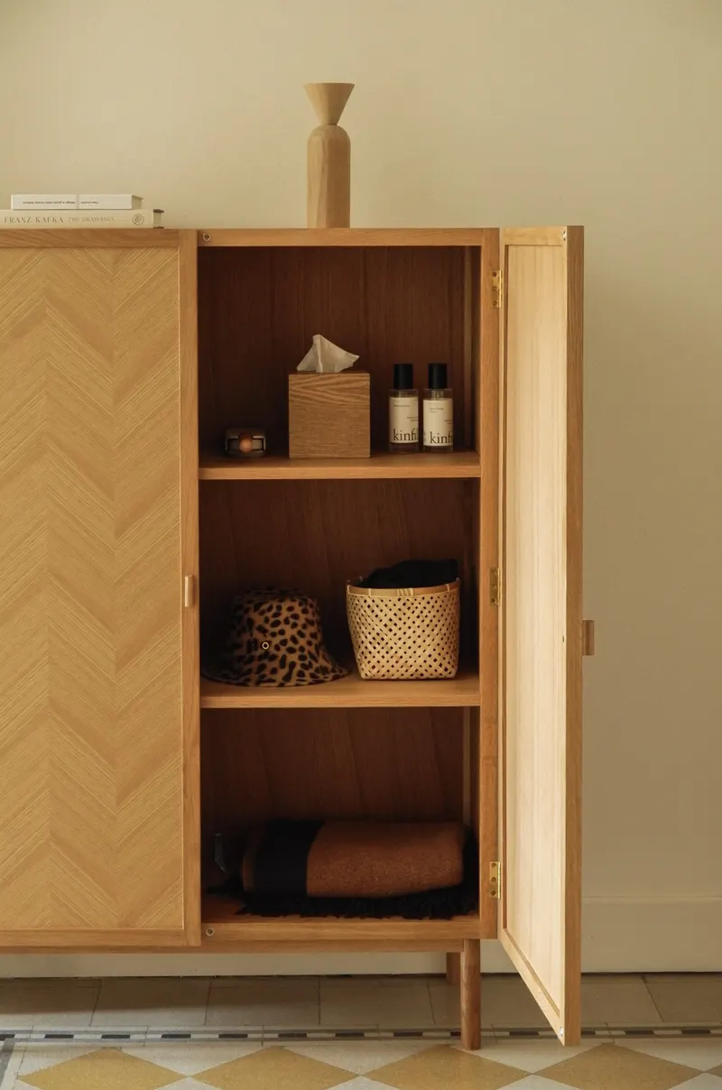 Hübsch Herringbone Kleiderschrank in Naturfarben, 100 × 42 × H 140 cm, Ansicht 10