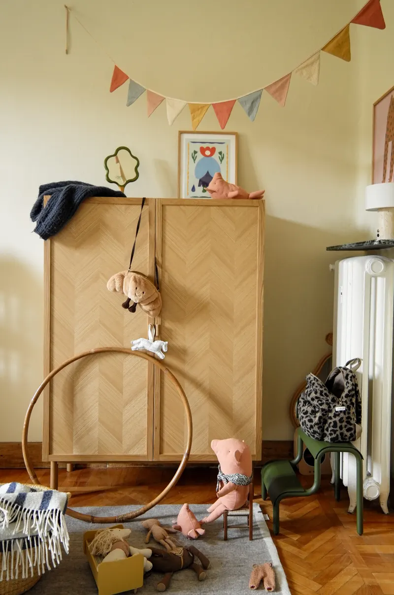 Hübsch Herringbone Kleiderschrank in Naturfarben, 100 × 42 × H 140 cm, Ansicht 5