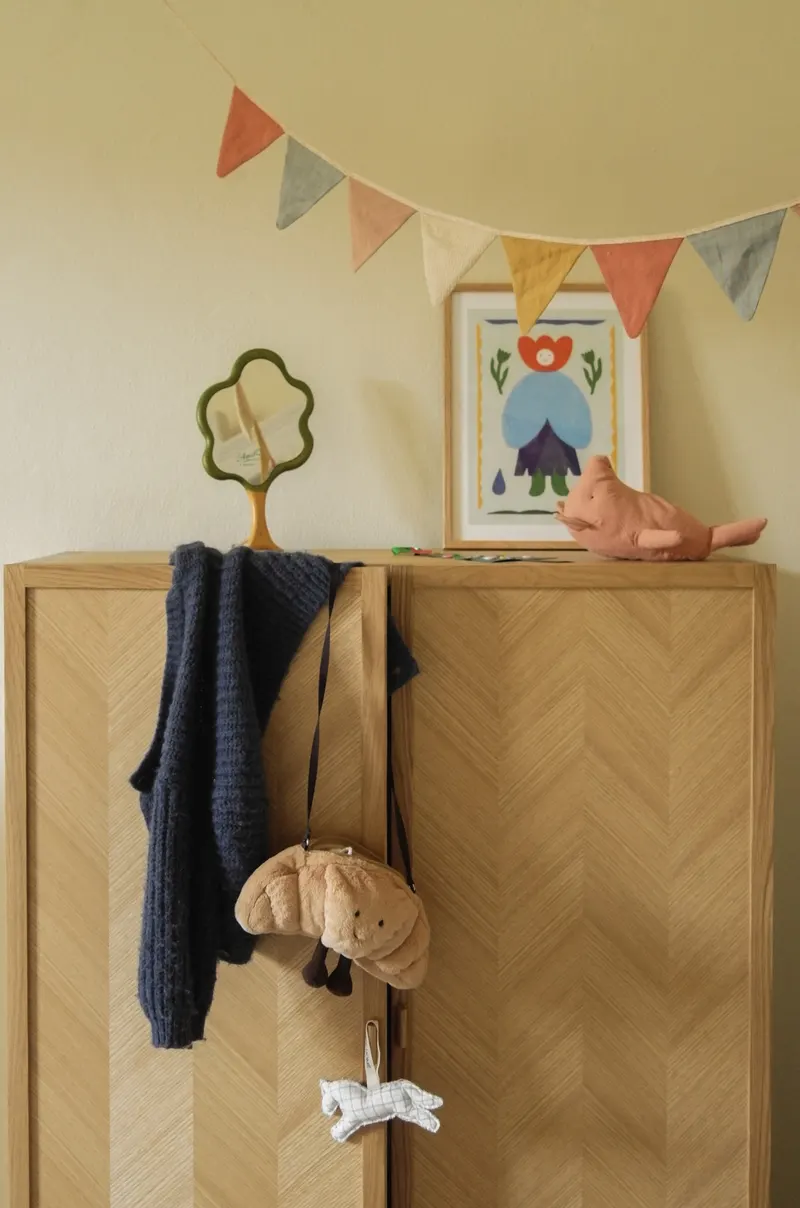 Hübsch Herringbone Kleiderschrank in Naturfarben, 100 × 42 × H 140 cm, Ansicht 6