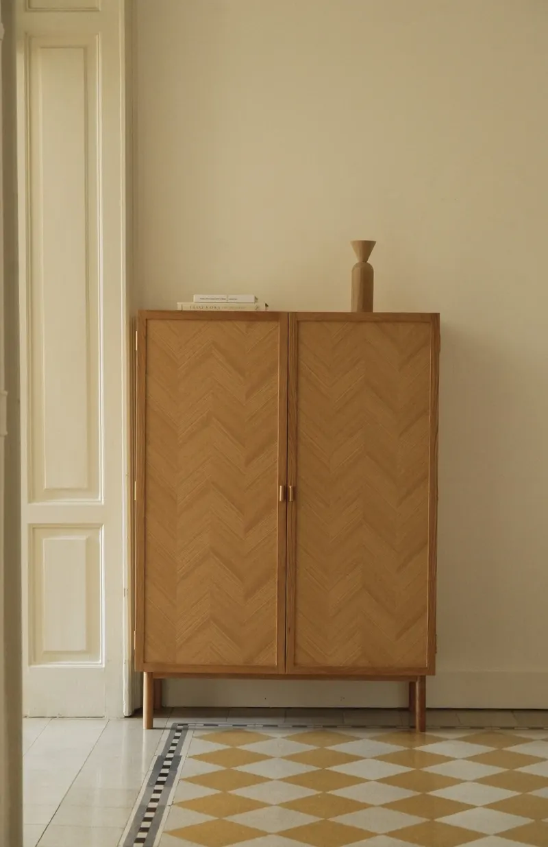 Hübsch Herringbone Kleiderschrank in Naturfarben, 100 × 42 × H 140 cm, Ansicht 8