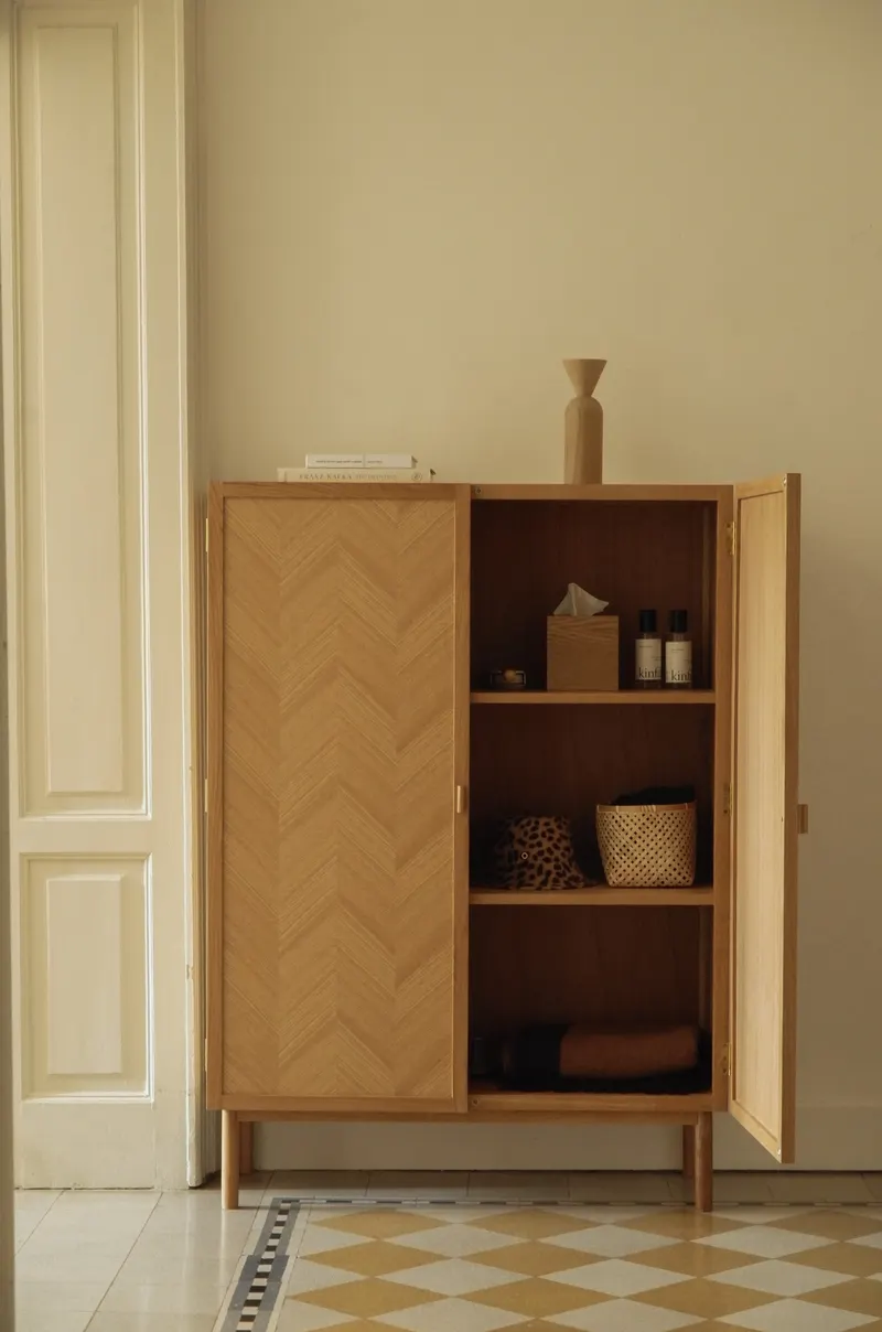Hübsch Herringbone Kleiderschrank in Naturfarben, 100 × 42 × H 140 cm, Ansicht 9
