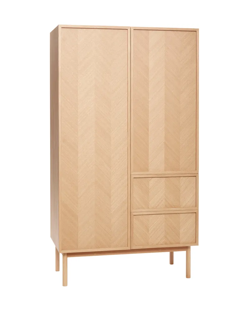 Hübsch Herringbone Kleiderschrank in Naturfarben, 100 × 52 × 180 cm, Ansicht 1