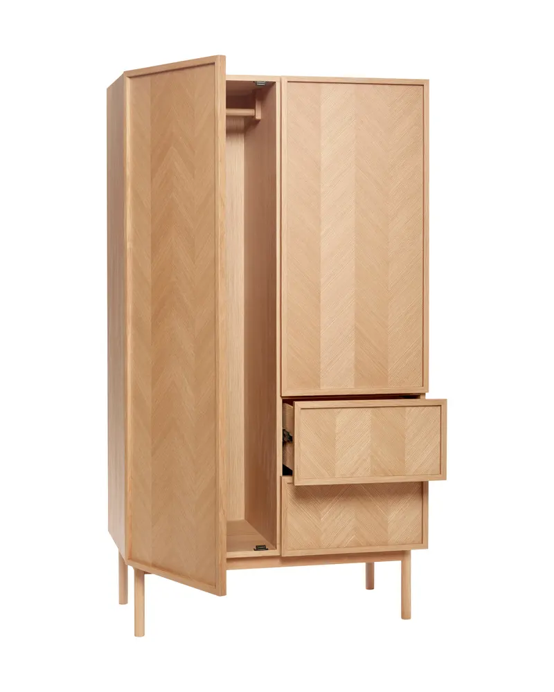 Hübsch Herringbone Kleiderschrank in Naturfarben, 100 × 52 × 180 cm, Ansicht 2
