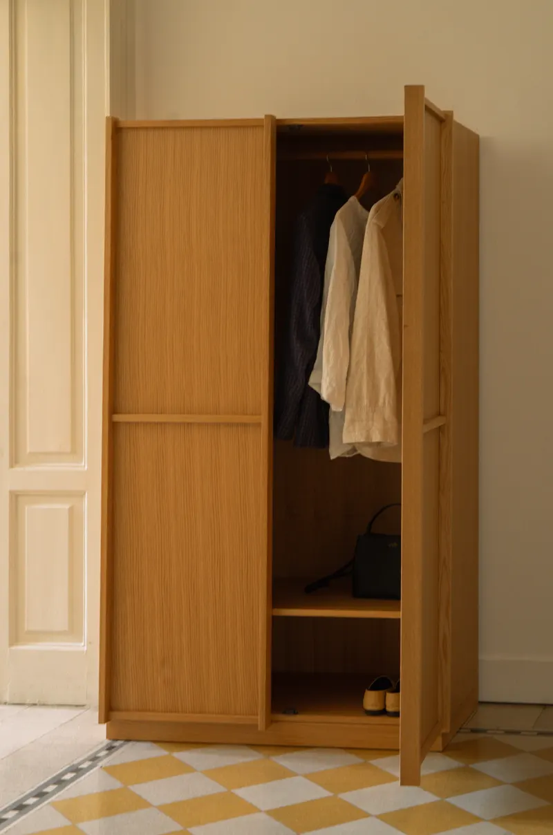 Hübsch Kura Kleiderschrank in Naturfarben, 100 × 55 × H 181 cm, Ansicht 10