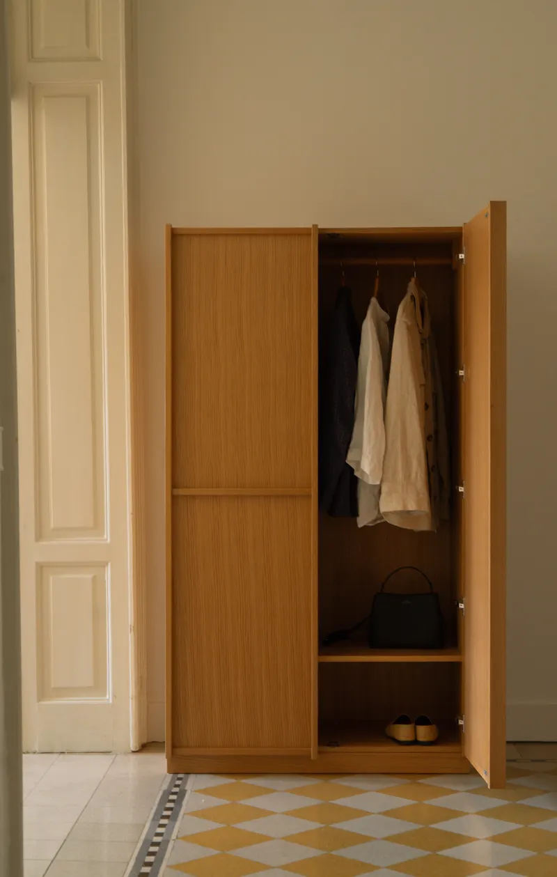 Hübsch Kura Kleiderschrank in Naturfarben, 100 × 55 × H 181 cm, Ansicht 14