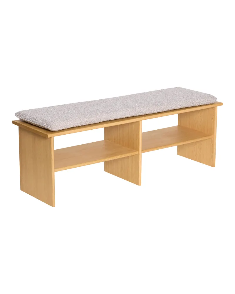 Hübsch Layer Sitzbank in Hellgrau und Naturfarben, 132 × 40 × H 47 cm, Ansicht 2