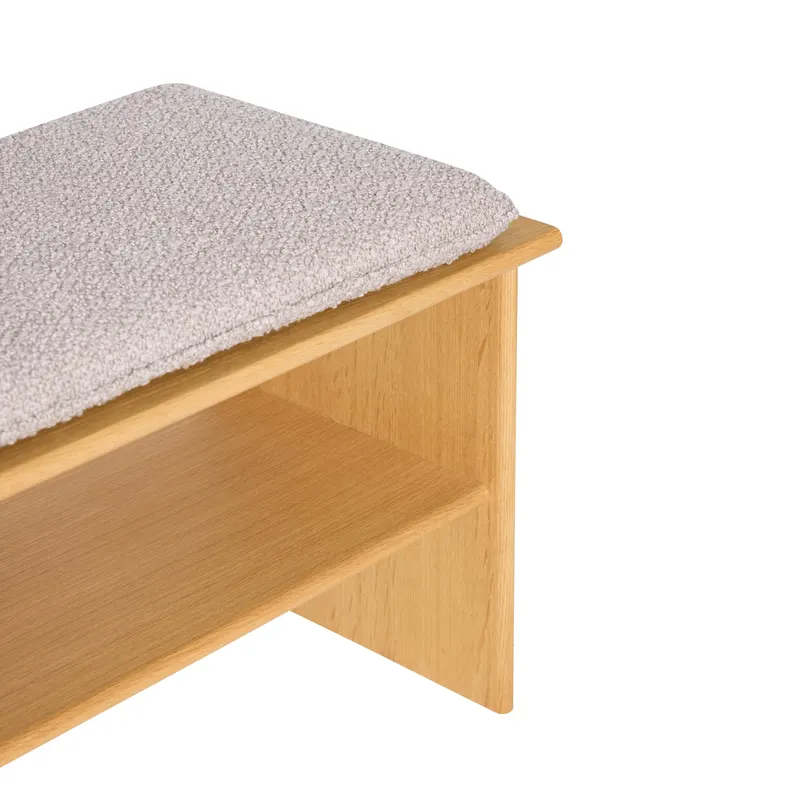 Hübsch Layer Sitzbank in Hellgrau und Naturfarben, 132 × 40 × H 47 cm, Ansicht 4