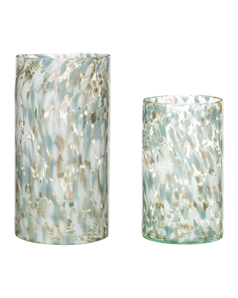 Libra Vasenset aus Glas in Blau, Glimmer und Weiß (2er-Set), Blau, Glimmer, Weiß