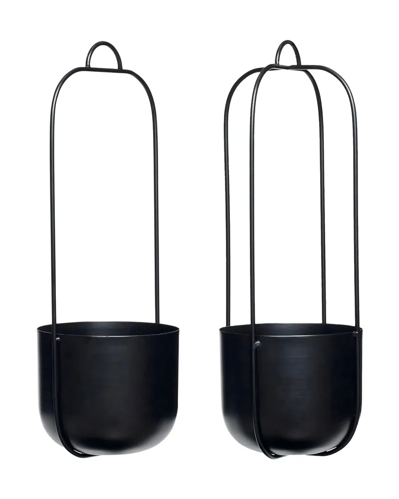 Hübsch Lotus Pflanzgefäßset in Schwarz, Ø 16 × H 44 cm, Ansicht 2