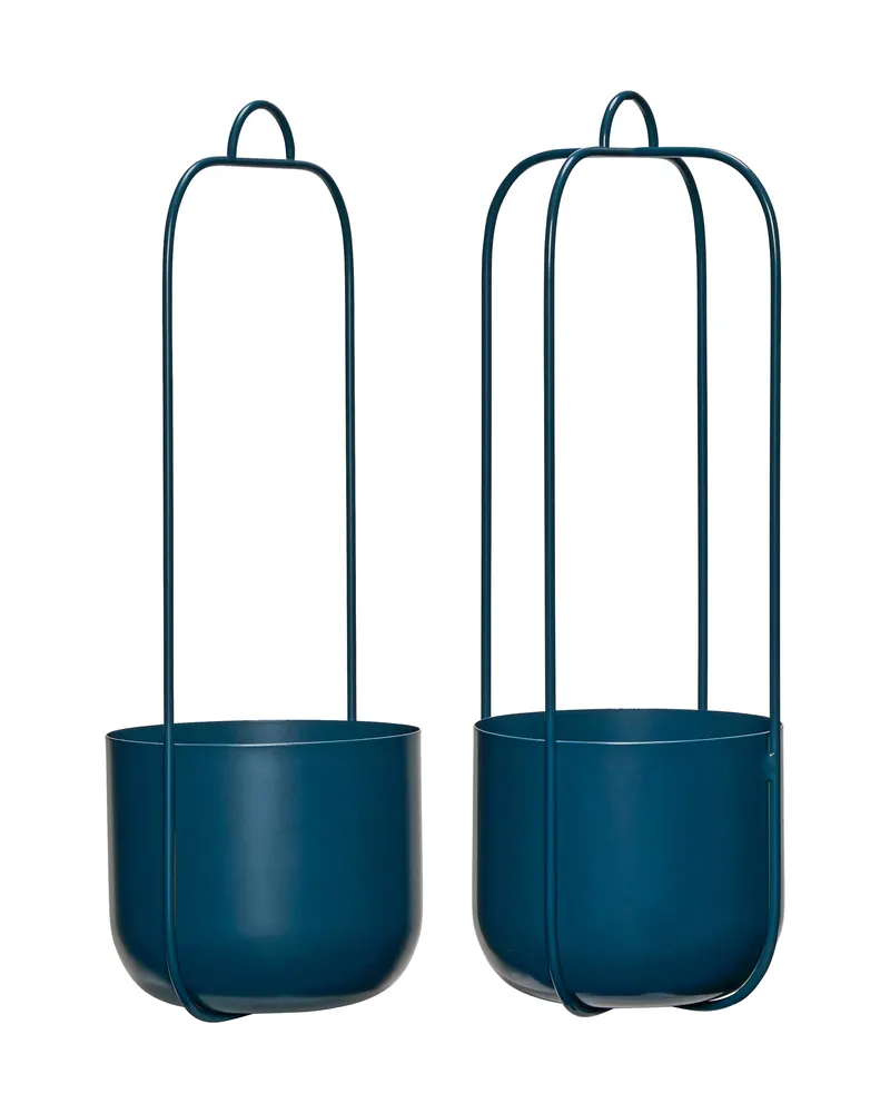 Hübsch Lotus Pflanzgefäßset in Petrol, Ø 16 × H 44 cm, Ansicht 1