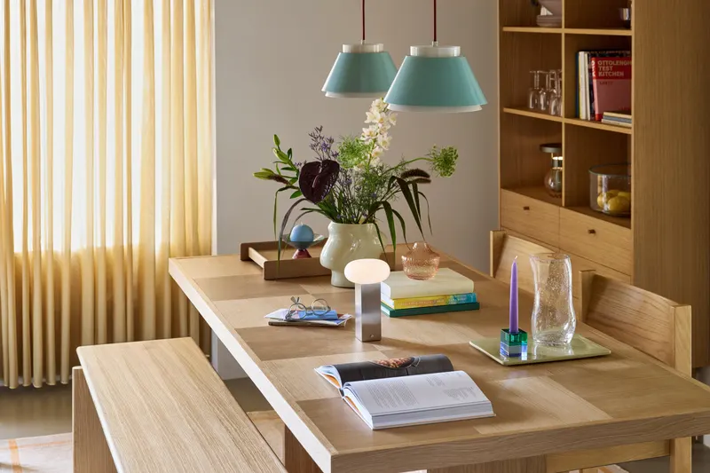 Hübsch Remi Pendelleuchte in Beige und Blau, Ø 25 × H 15 cm, Ansicht 7