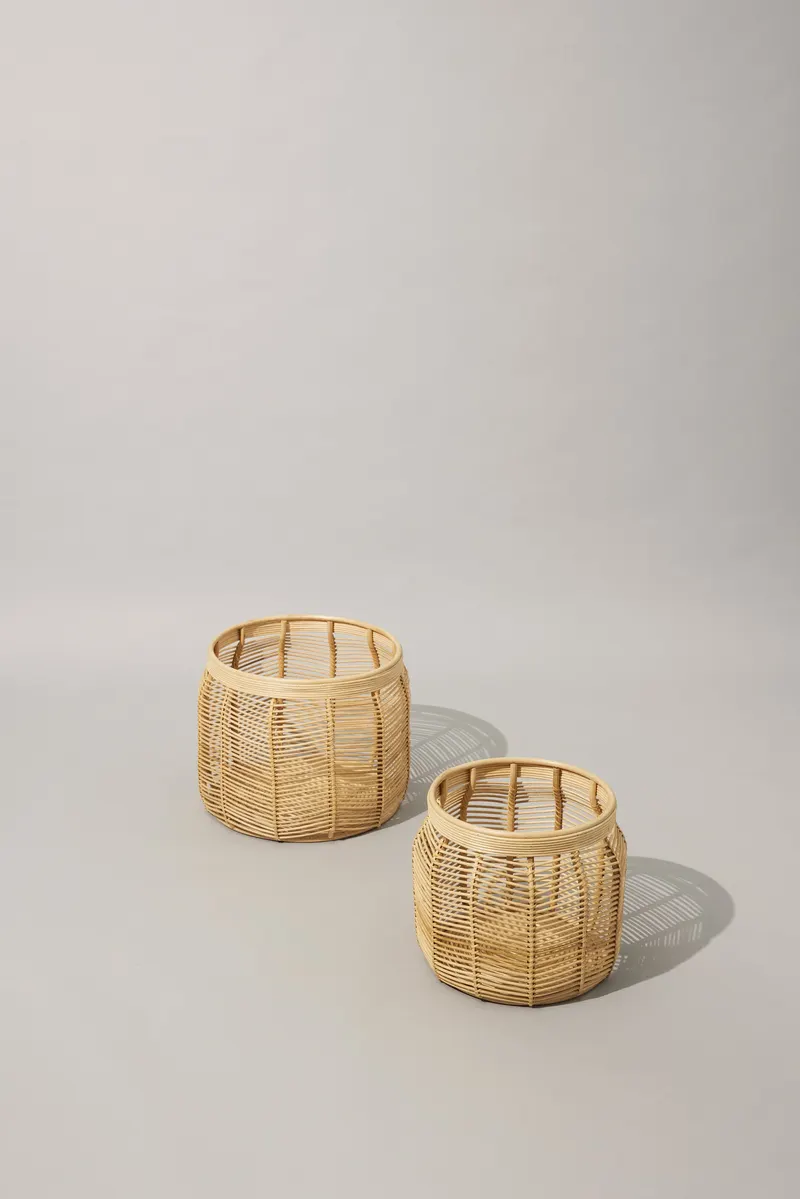 Hübsch Luna Korbset in Naturfarben, Ø 34 × H 30 und Ø 44 × H 34 cm, Ansicht 9