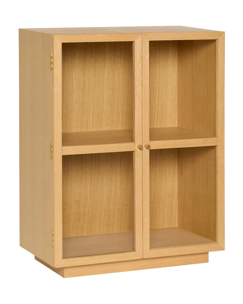 Mae Vitrine mit Eichenfurnier in Naturfarben, FSC®-zertifiziert, Naturfarben
