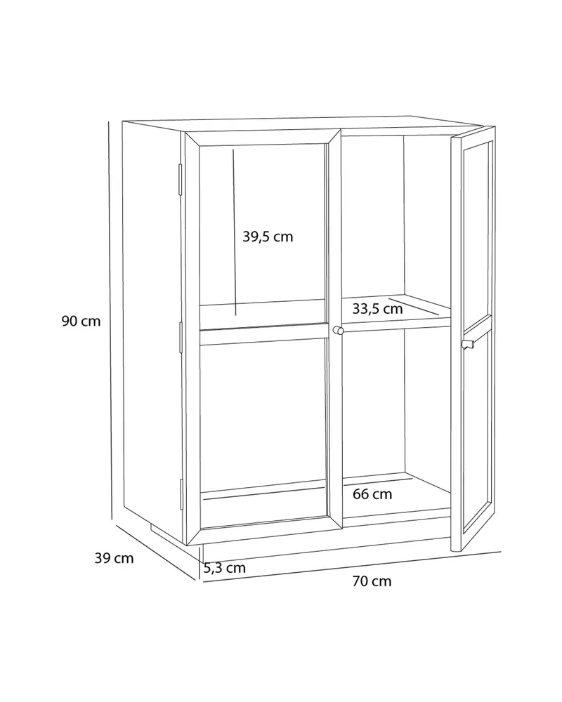 Hübsch Mae Vitrine in Naturfarben, 70 × 39 × H 90 cm, Ansicht 5