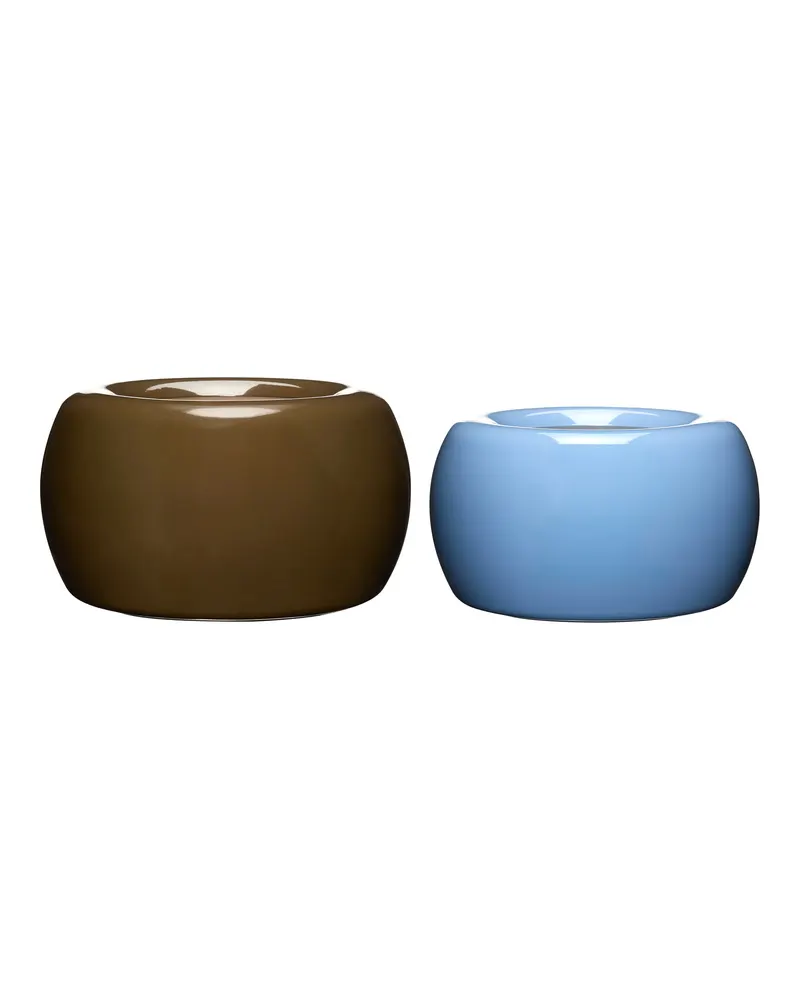 Maru Pflanzgefäßset aus Eisen (2er-Set), Blau, Braun