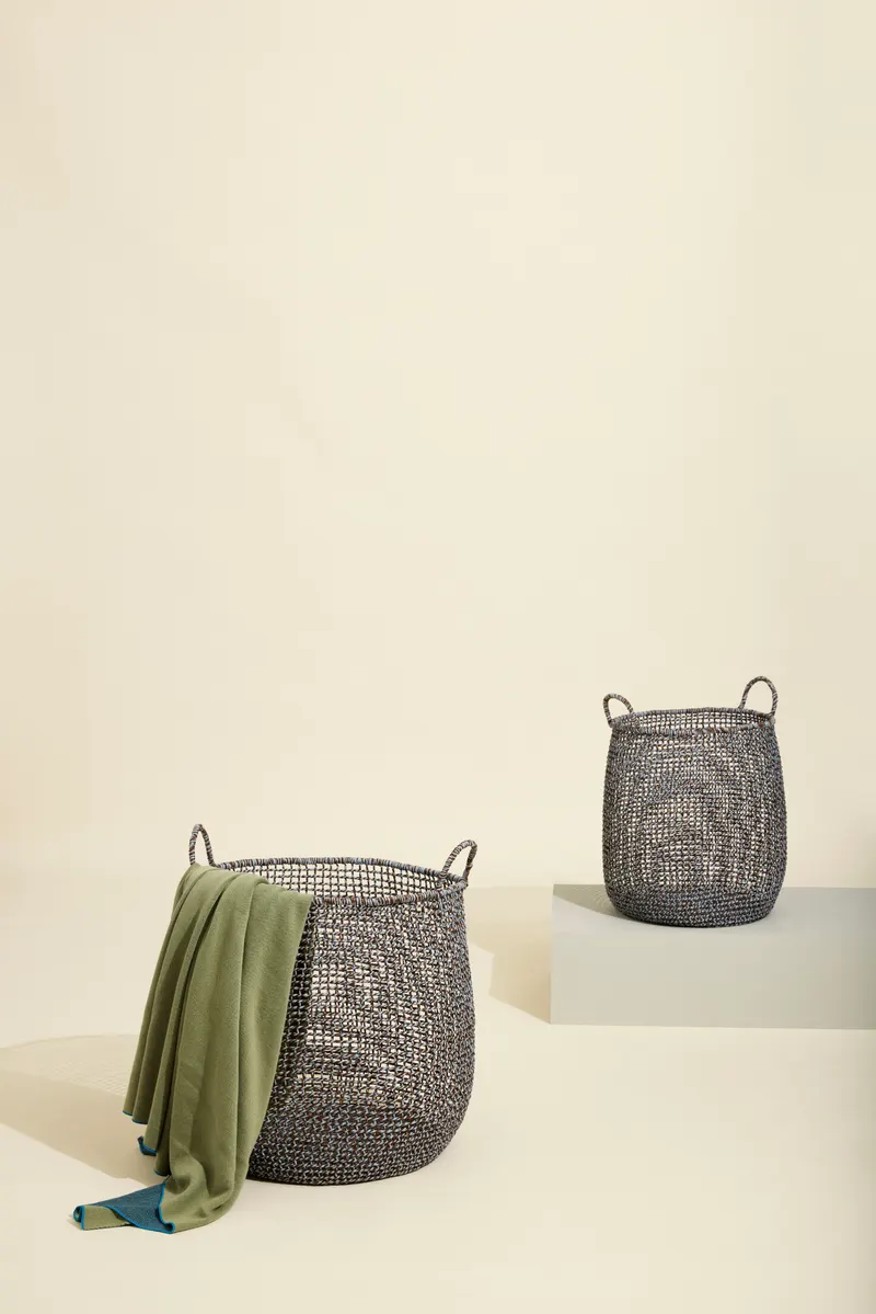 Hübsch Mist Korbset in Blau und Braun, Ø 35 × H 44 und Ø 43 × H 50 cm, Ansicht 4