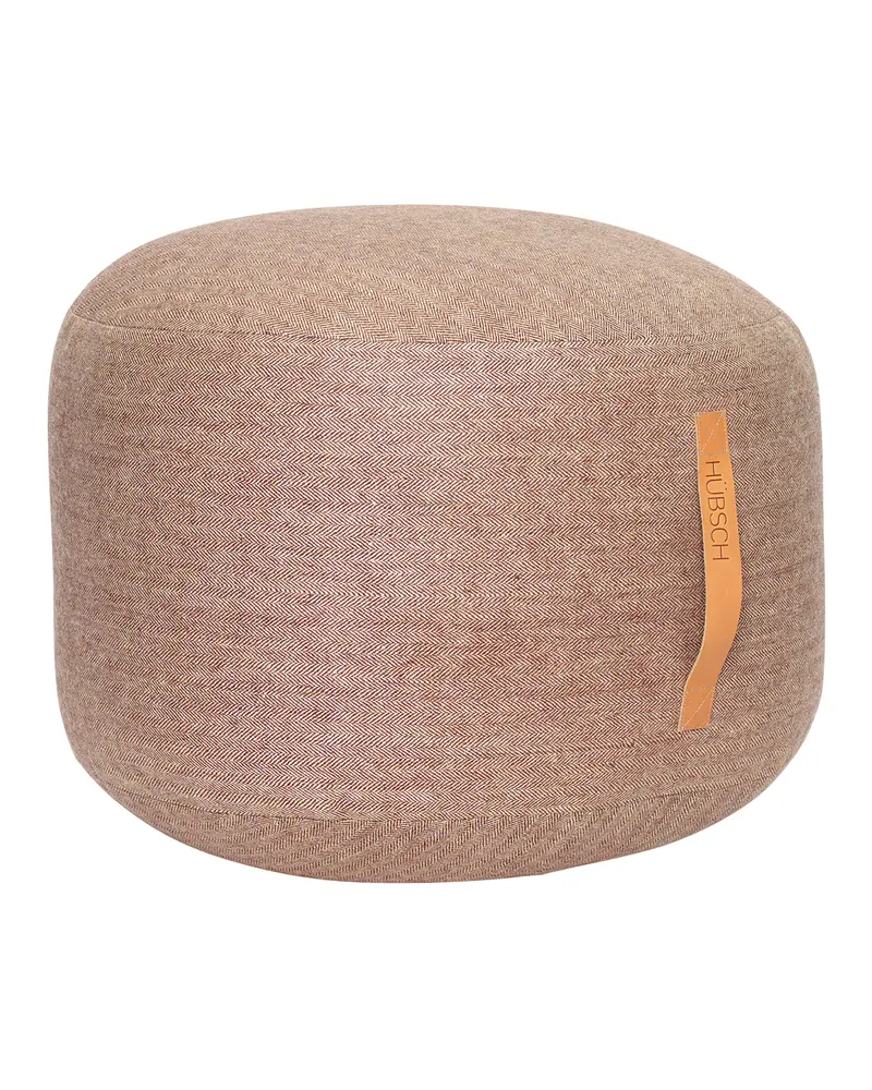 Mochi Pouf aus Acryl, Leder, Nylon, Polyester und Wolle in Braun