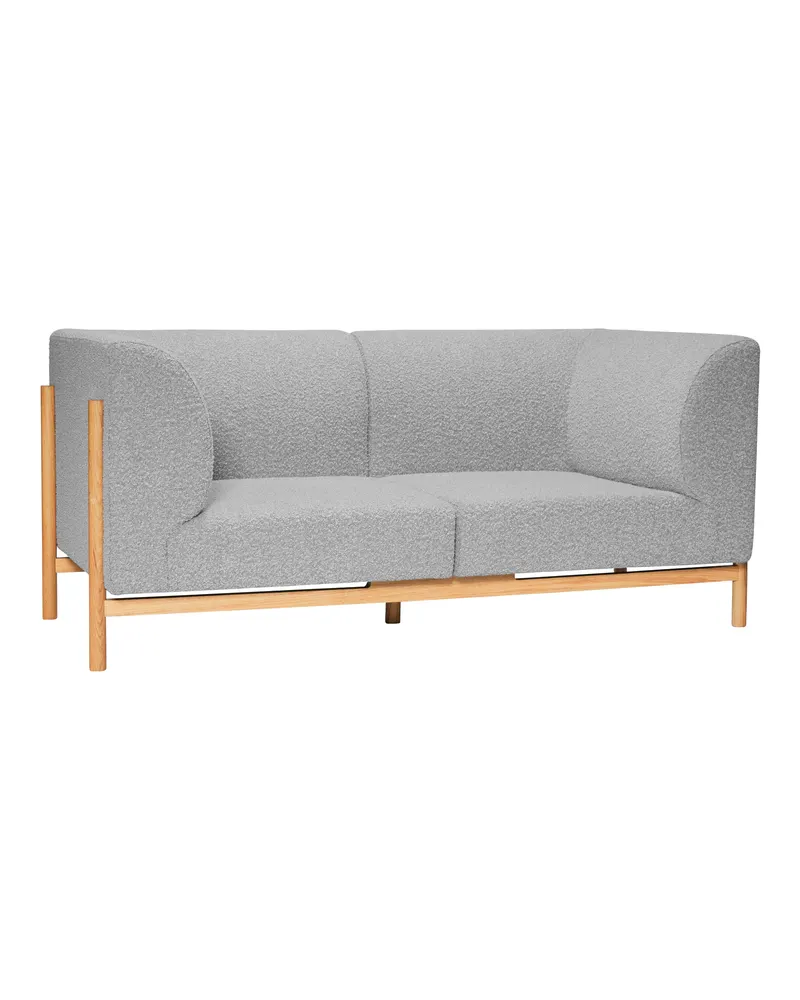 Moment Sofa aus Eichenholz und Polyester in Grau, FSC®-zertifiziert, Grau