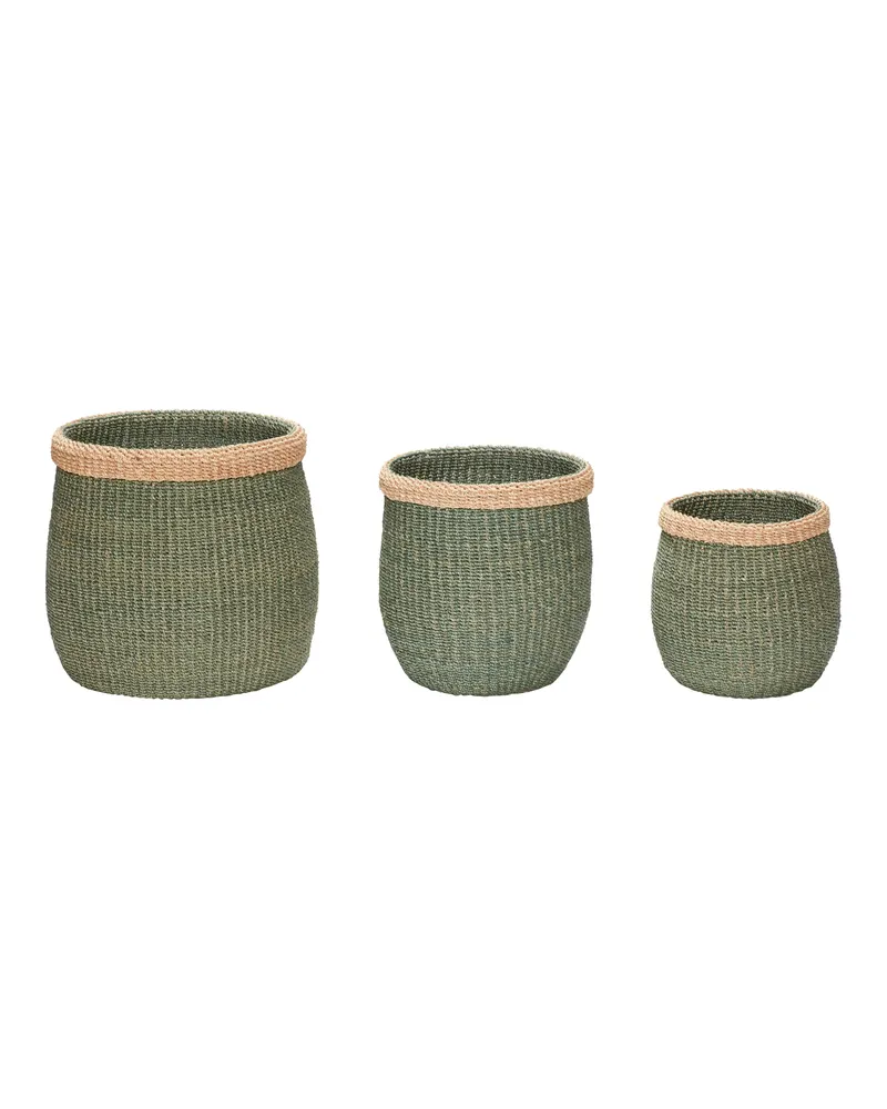 Moss Korbset aus Abaca in Grün und Naturfarben (3er-Set)