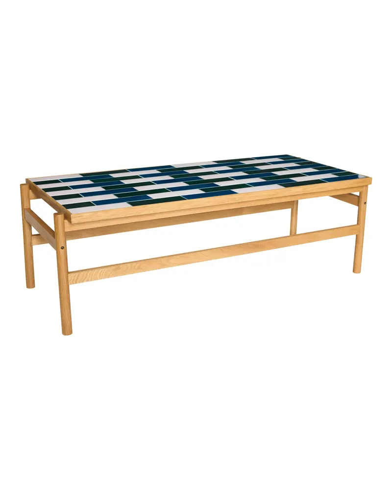 Hübsch Motif Couchtisch in Schwarz, Naturfarben und Weiß, 132 × 61 × H 44 cm, Ansicht 2