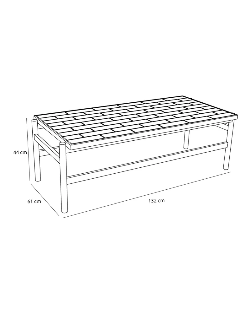 Hübsch Motif Couchtisch in Schwarz, Naturfarben und Weiß, 132 × 61 × H 44 cm, Ansicht 3
