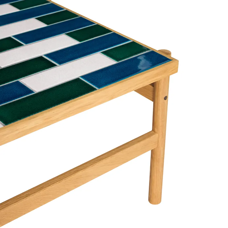Hübsch Motif Couchtisch in Schwarz, Naturfarben und Weiß, 132 × 61 × H 44 cm, Ansicht 4