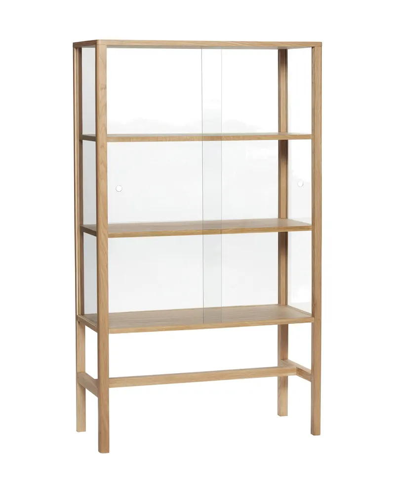 Museum Vitrine mit Eichenfurnier in Klar und Naturfarben, FSC®-zertifiziert, Klar, Naturfarben