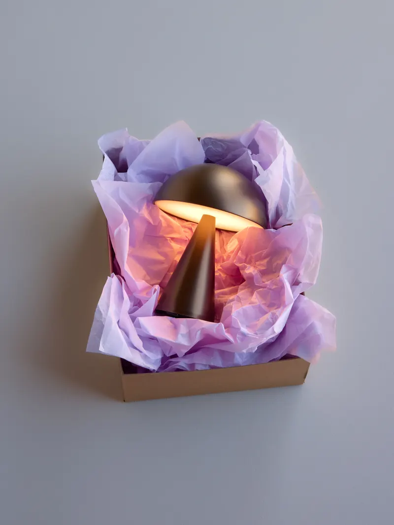 Hübsch Mush Akku-Tischleuchte in Brüniertes Messing, Ø 15 × H 20 cm, Ansicht 7