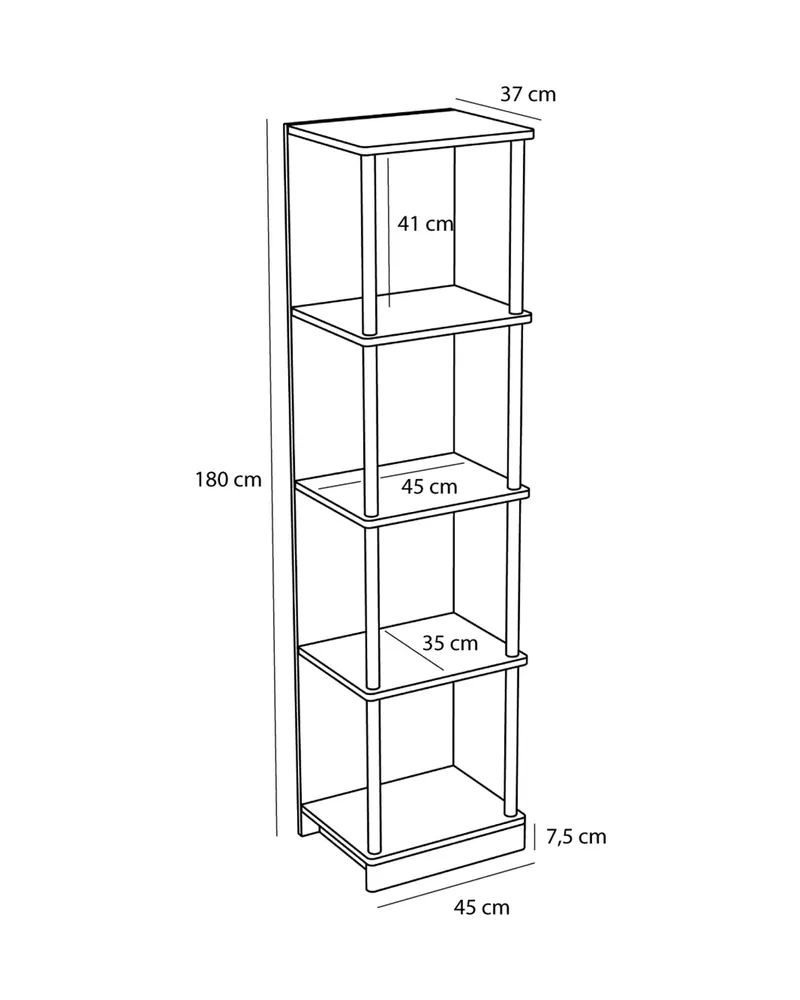 Hübsch Noblesse Regal in Naturfarben, 43 × 37 × H 180 cm, Ansicht 2