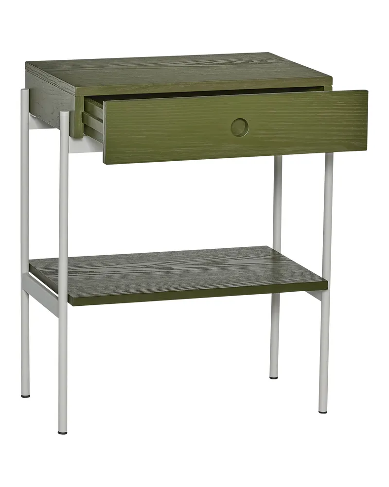 Hübsch Noir Nachttisch in Grün und Grau, 48 × 31 × H 60 cm, Ansicht 2