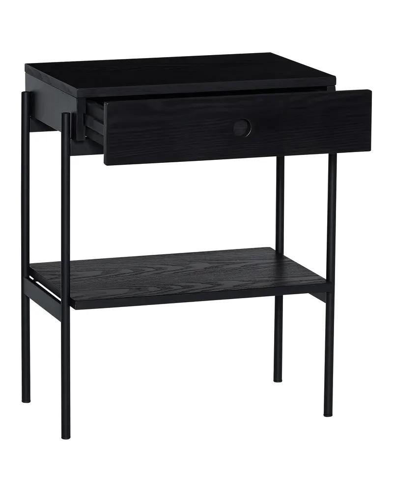 Hübsch Noir Nachttisch in Schwarz, 48 × 31 × H 60 cm, Ansicht 2