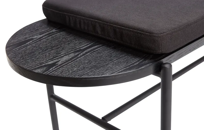 Hübsch Norm Sitzbank in Schwarz, 180 × 45 × H 49 cm, Ansicht 2