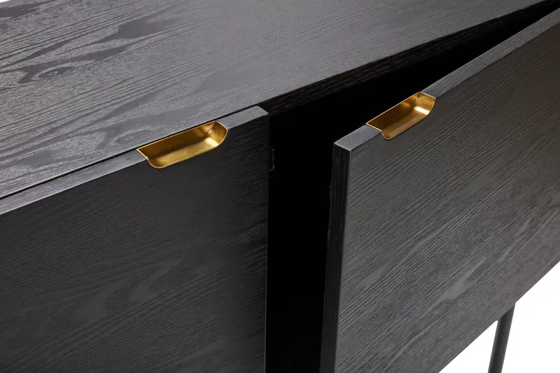 Hübsch Norm Konsolentisch in Schwarz und Messingfarben, 100 × 35 × H 90 cm, Ansicht 4