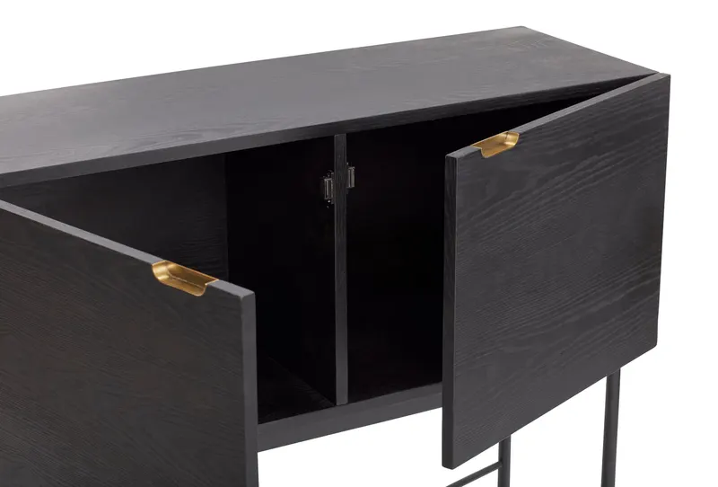 Hübsch Norm Konsolentisch in Schwarz und Messingfarben, 100 × 35 × H 90 cm, Ansicht 5