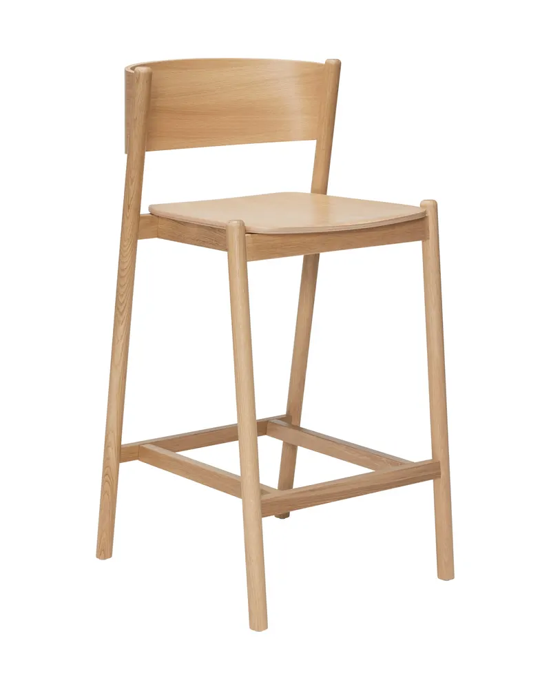 Oblique Barhocker mit Eichenfurnier, FSC®-zertifiziert, Naturfarben