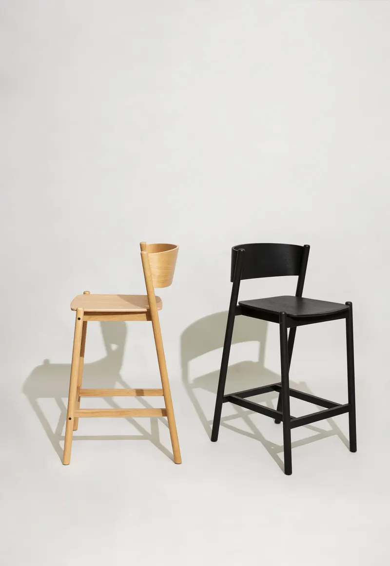Hübsch Oblique Barhocker in Naturfarben, 50 × 55 × H 103 cm, Ansicht 1