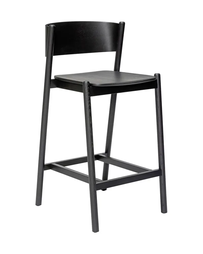 Hübsch Oblique Barhocker in Schwarz, 50 × 55 × H 103 cm, Ansicht 1